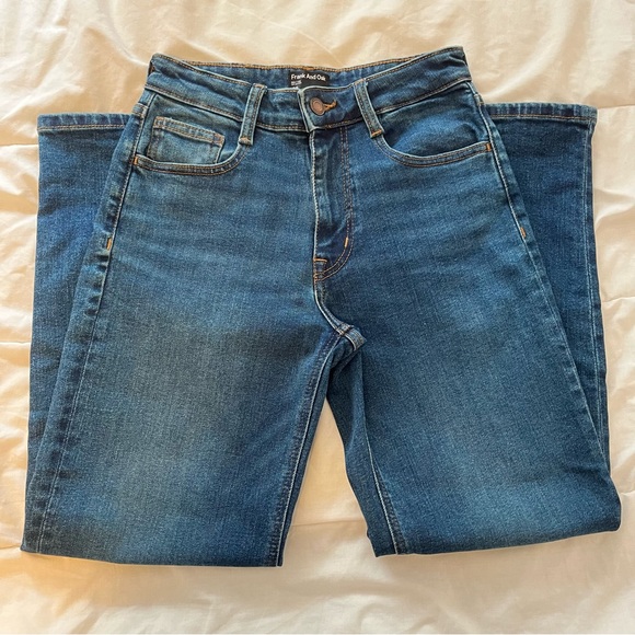 25 Frank And Oak Cyndi High Rise Straight Blue Jeans - Picture 1 of 8